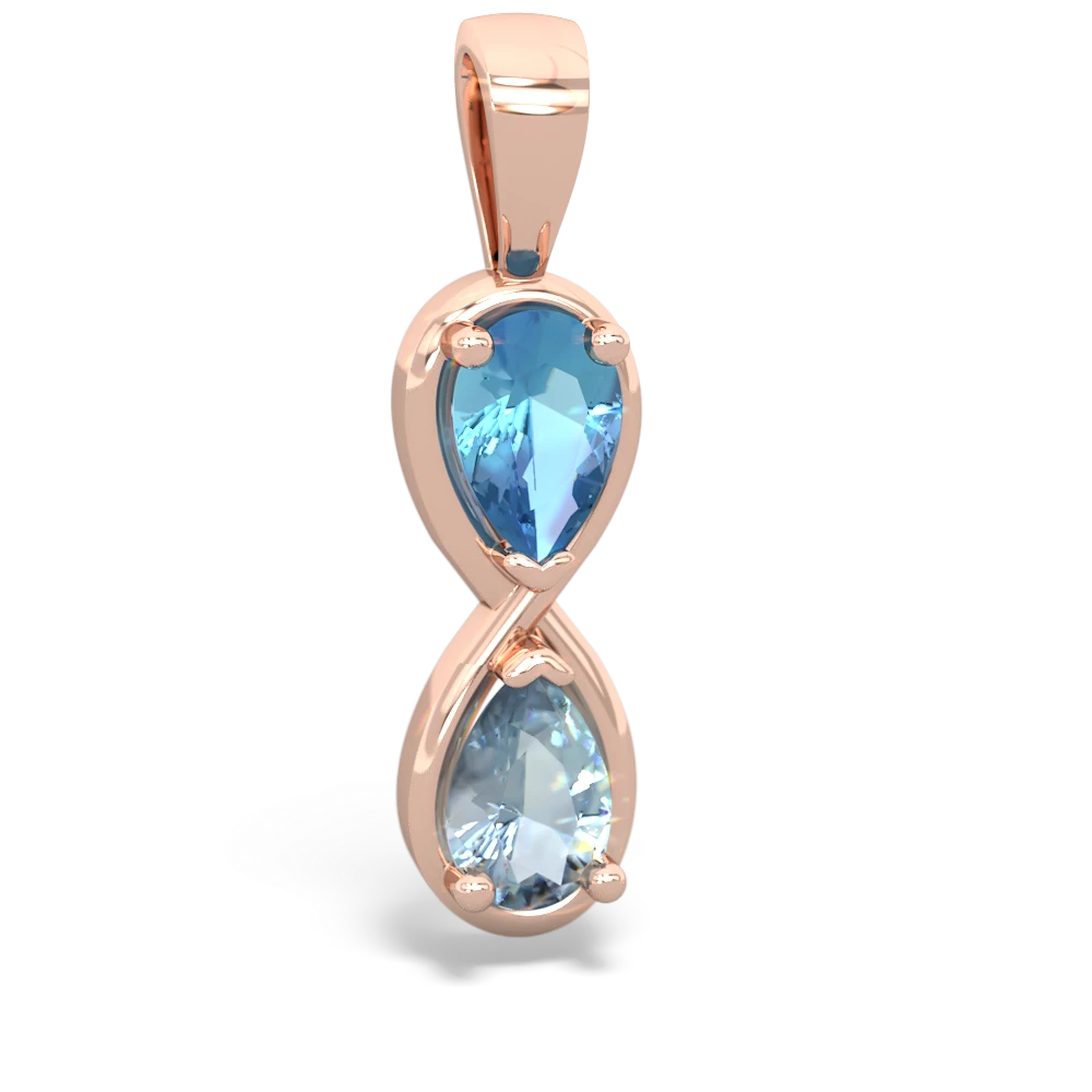 Blue Topaz Infinity 14K Rose Gold pendant P5050