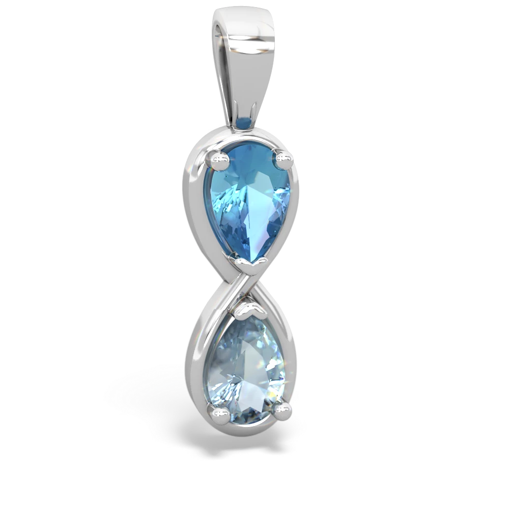 Blue Topaz Aquamarine Infinity Necklace 14K White Gold JewelsForMe