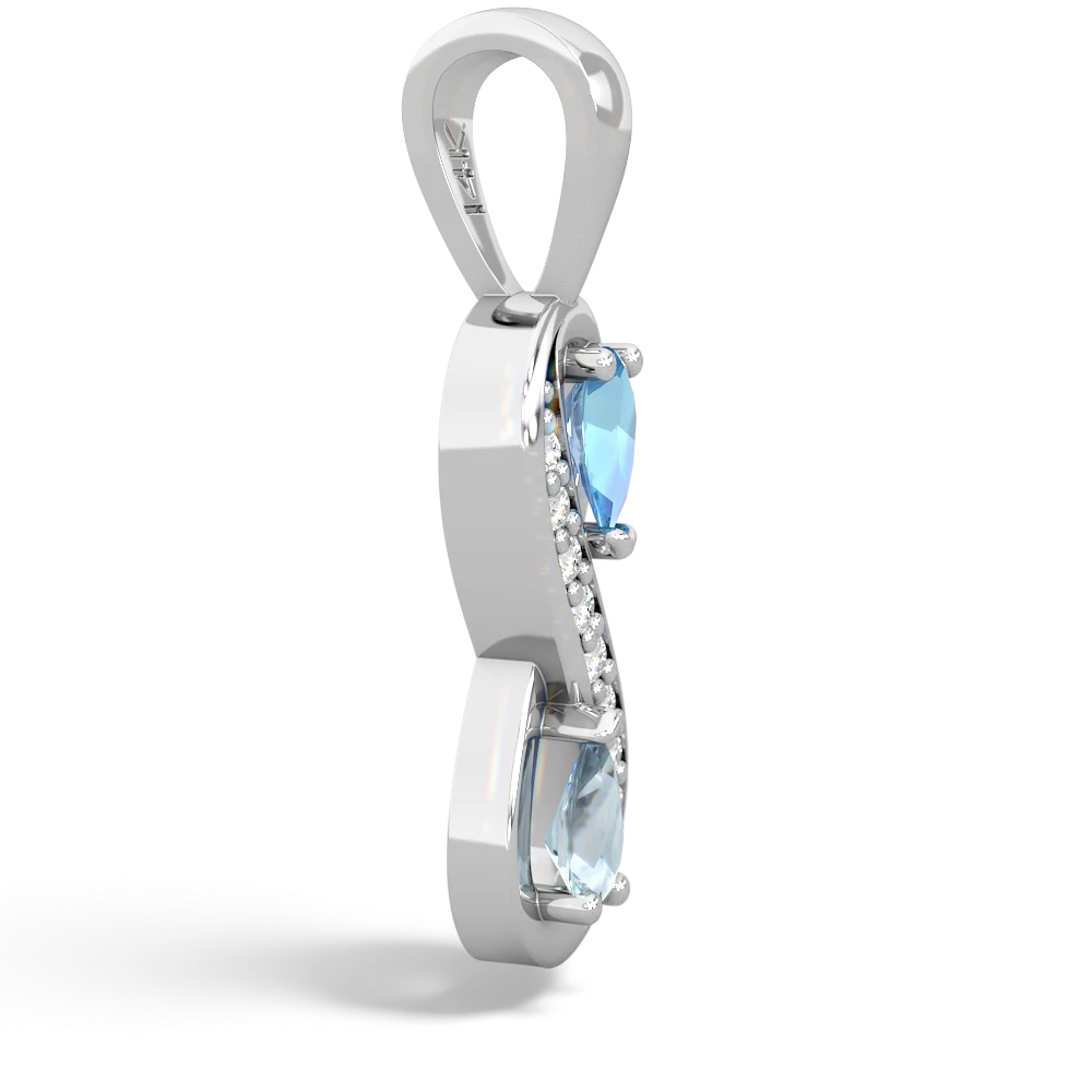 Blue Topaz Diamond Infinity 14K White Gold pendant P5390