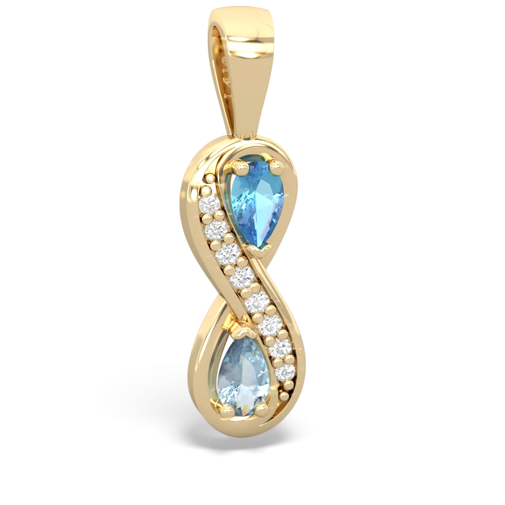 Blue Topaz Diamond Infinity 14K Yellow Gold pendant P5390