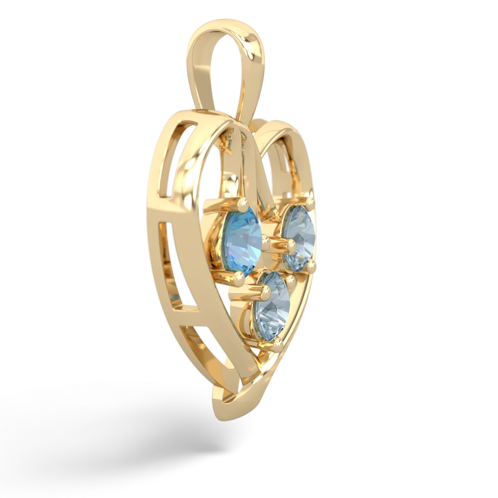 Blue Topaz Glowing Heart 14K Yellow Gold pendant P2233