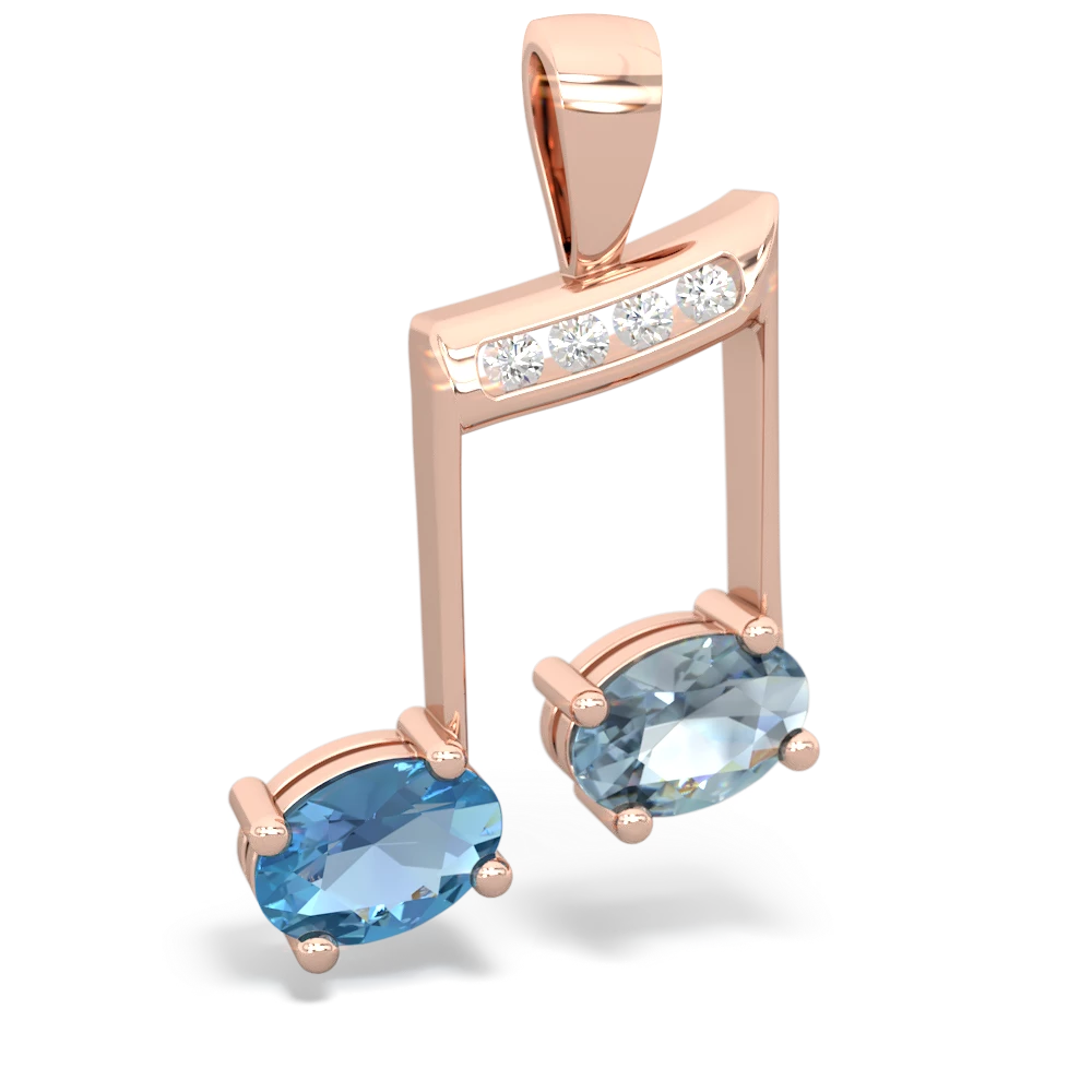 Blue Topaz Color Of Music 14K Rose Gold pendant P3334