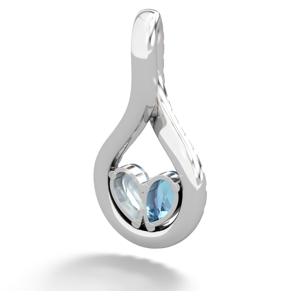 Blue Topaz Pave Twist 'One Heart' 14K White Gold pendant P5360