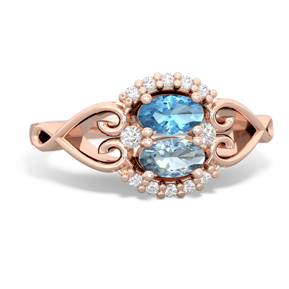 Blue Topaz Love Nest 14K Rose Gold ring R5860