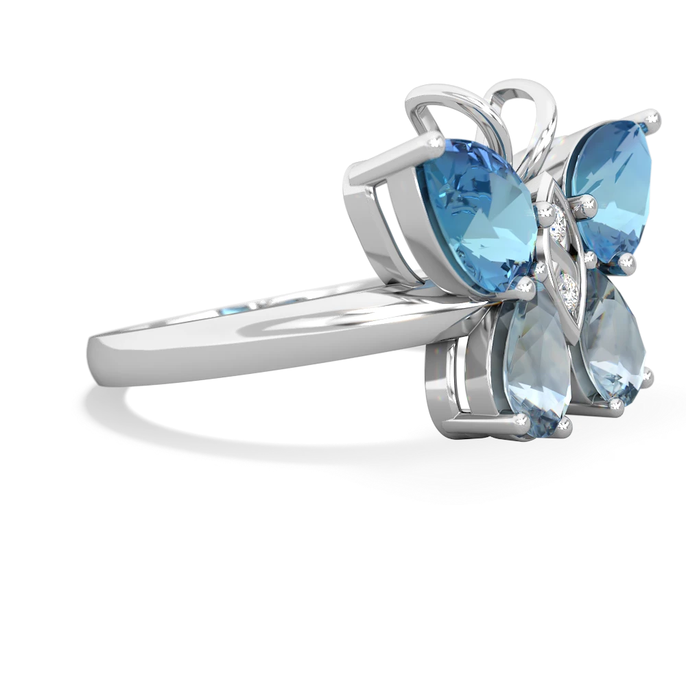 Blue Topaz Butterfly 14K White Gold ring R2215