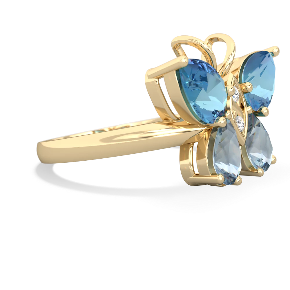 Blue Topaz Butterfly 14K Yellow Gold ring R2215