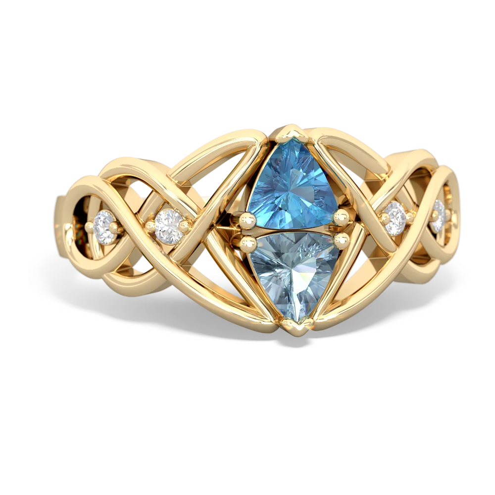 Blue Topaz Keepsake Celtic Knot 14K Yellow Gold ring R5300