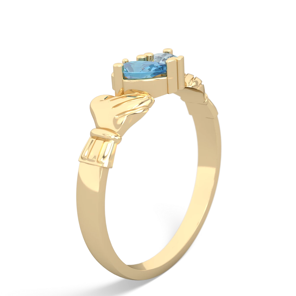 Blue Topaz 'Our Heart' Claddagh 14K Yellow Gold ring R2388