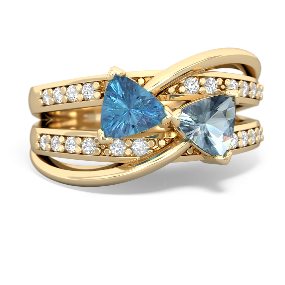 Blue Topaz Bowtie 14K Yellow Gold ring R2360