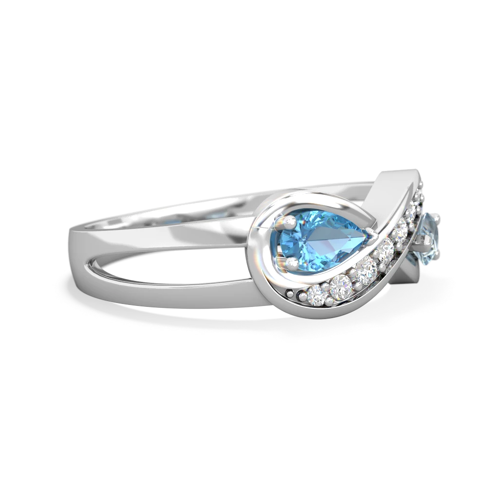 Blue Topaz Diamond Infinity 14K White Gold ring R5390