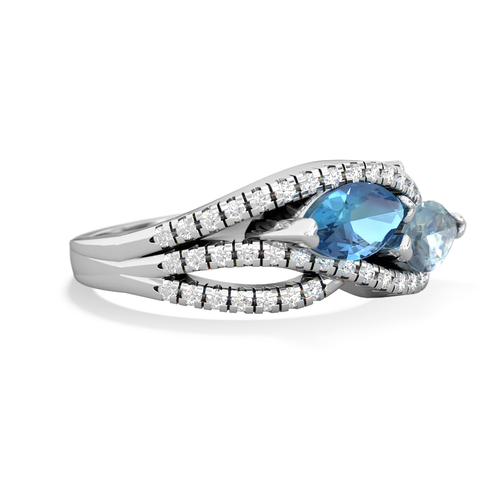 Blue Topaz Diamond Rivers 14K White Gold ring R3070