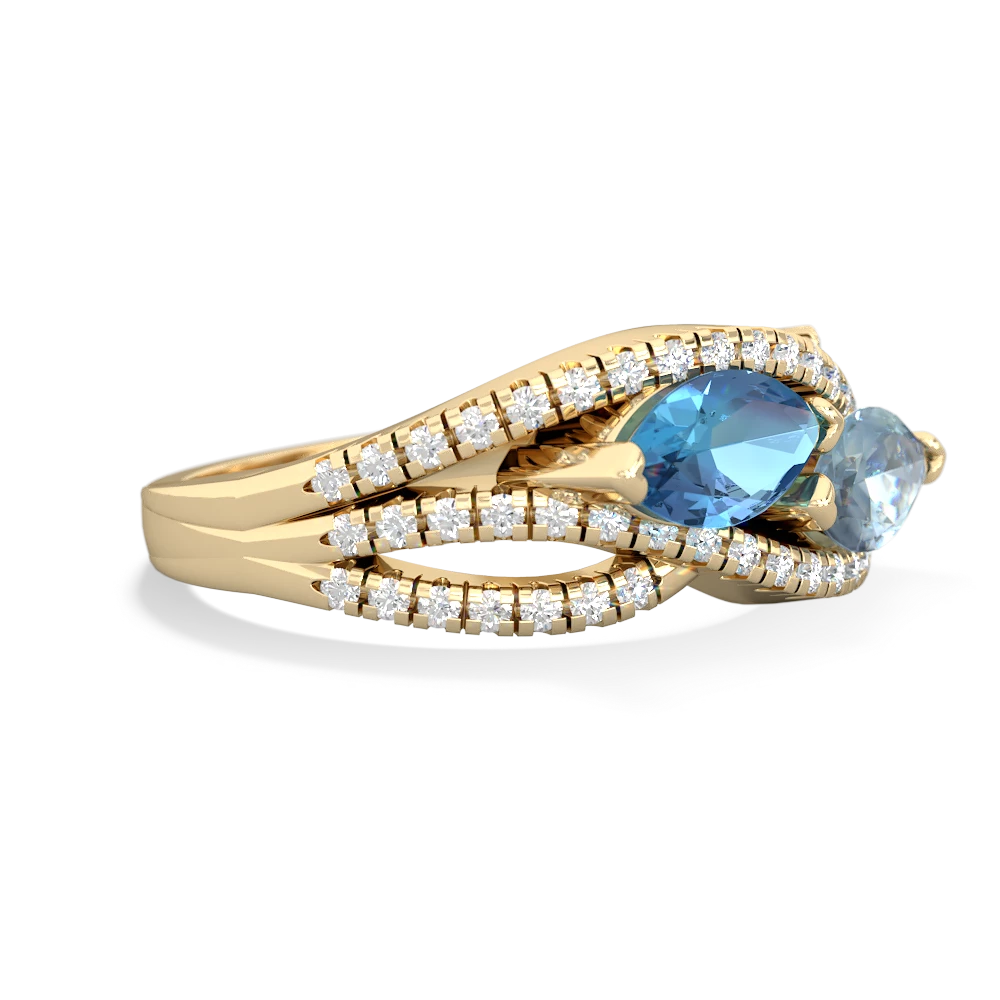 Blue Topaz Diamond Rivers 14K Yellow Gold ring R3070