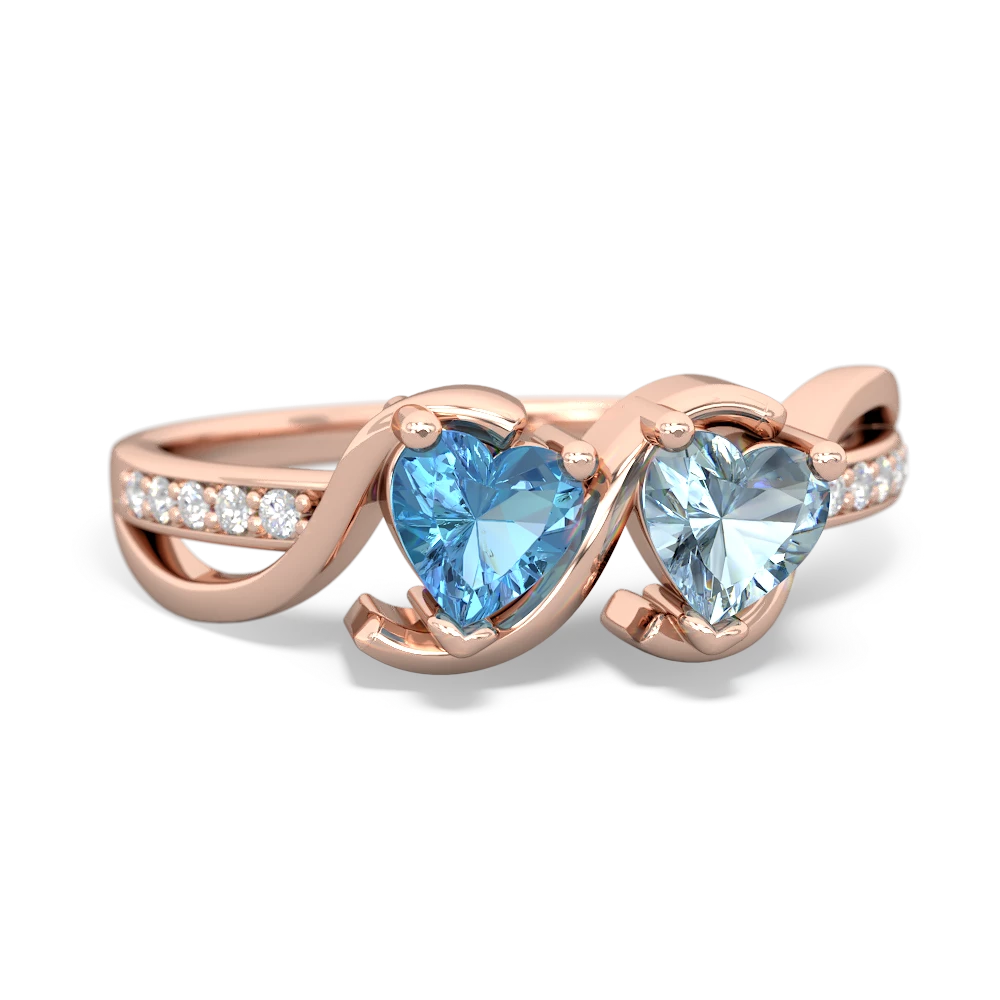 Blue Topaz Side By Side 14K Rose Gold ring R3090