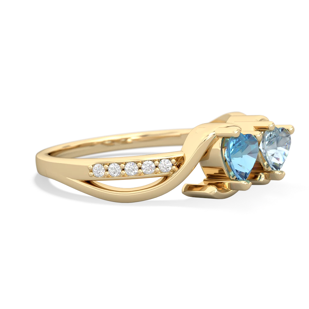 Blue Topaz Side By Side 14K Yellow Gold ring R3090