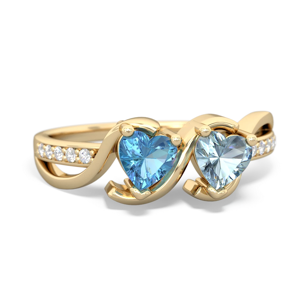 Blue Topaz Side By Side 14K Yellow Gold ring R3090