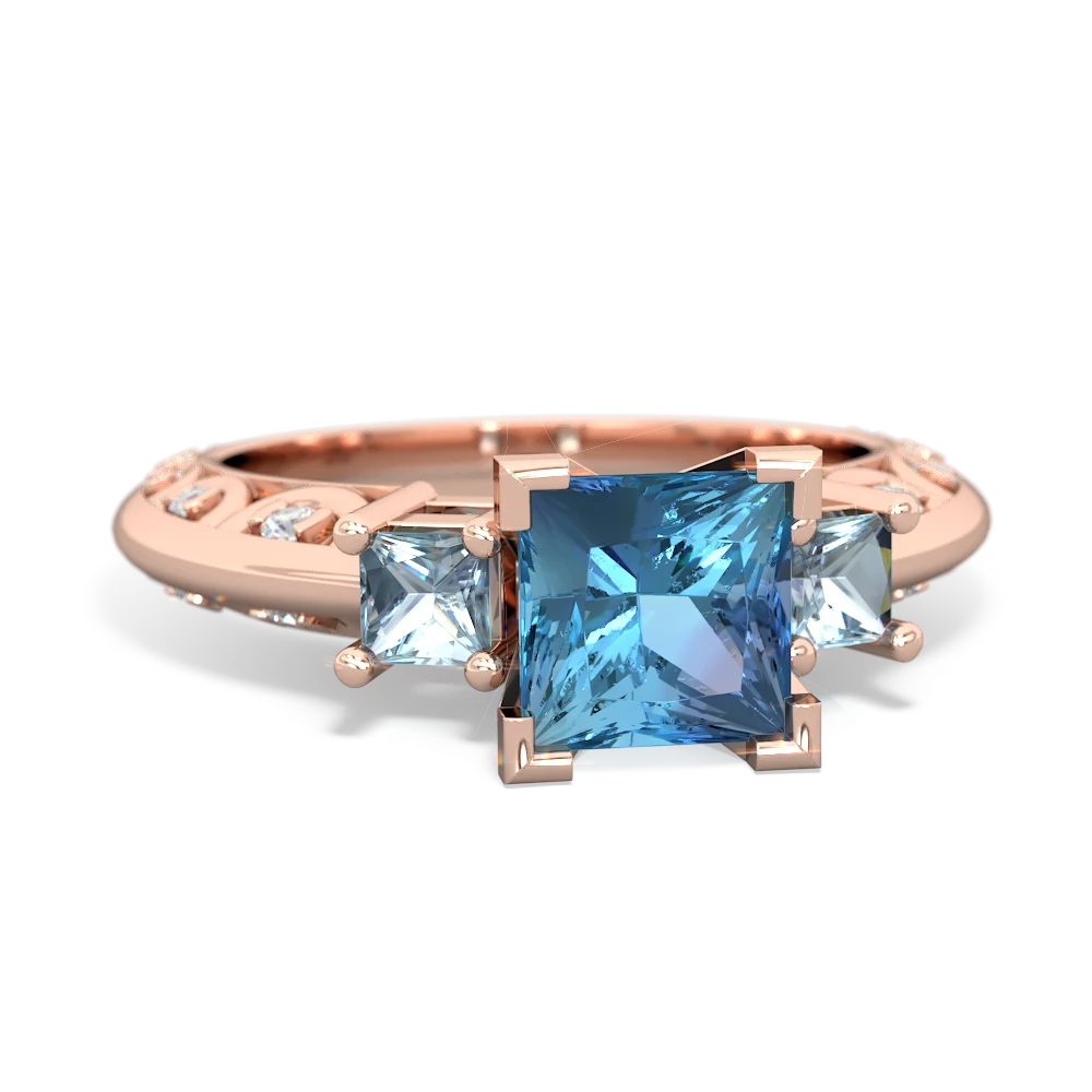 Blue Topaz Eternal Embrace Engagement 14K Rose Gold ring C2001