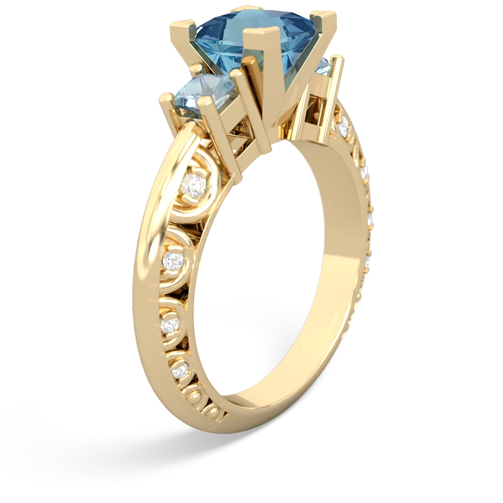 Blue Topaz Eternal Embrace Engagement 14K Yellow Gold ring C2001