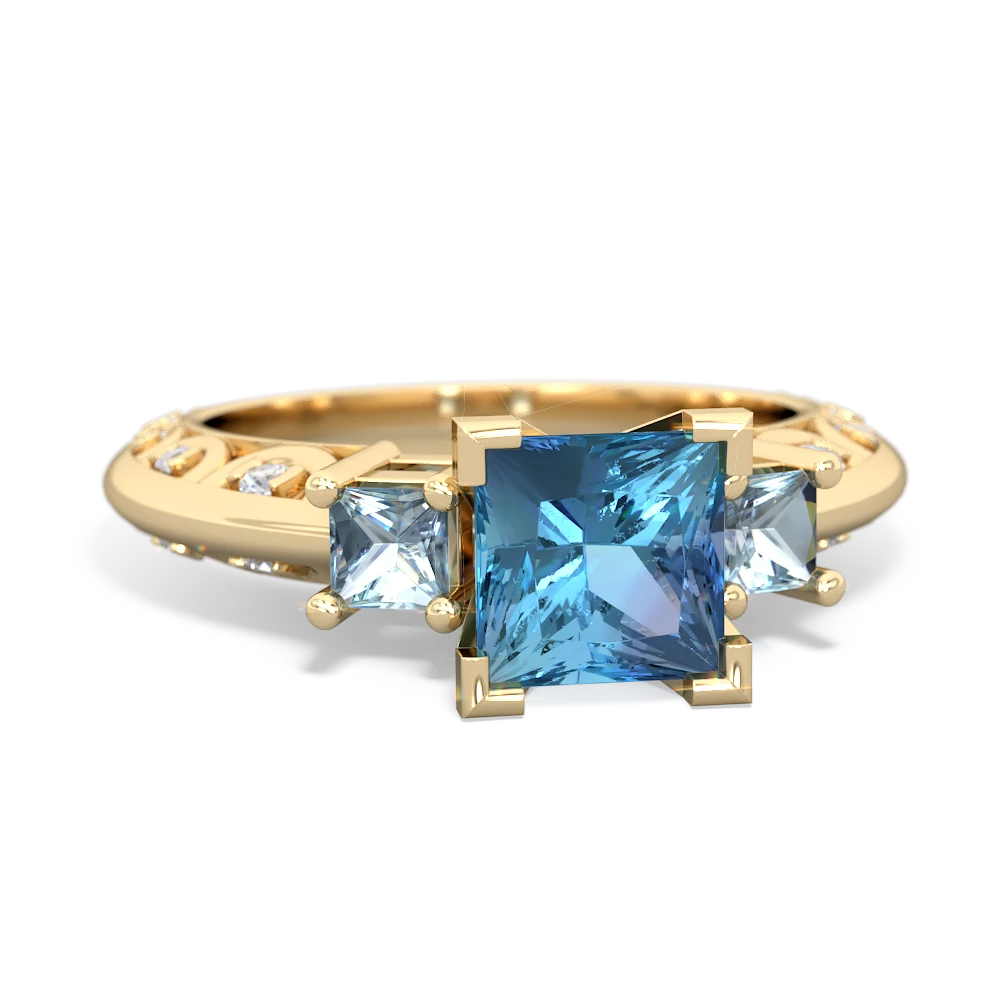 Blue Topaz Eternal Embrace Engagement 14K Yellow Gold ring C2001