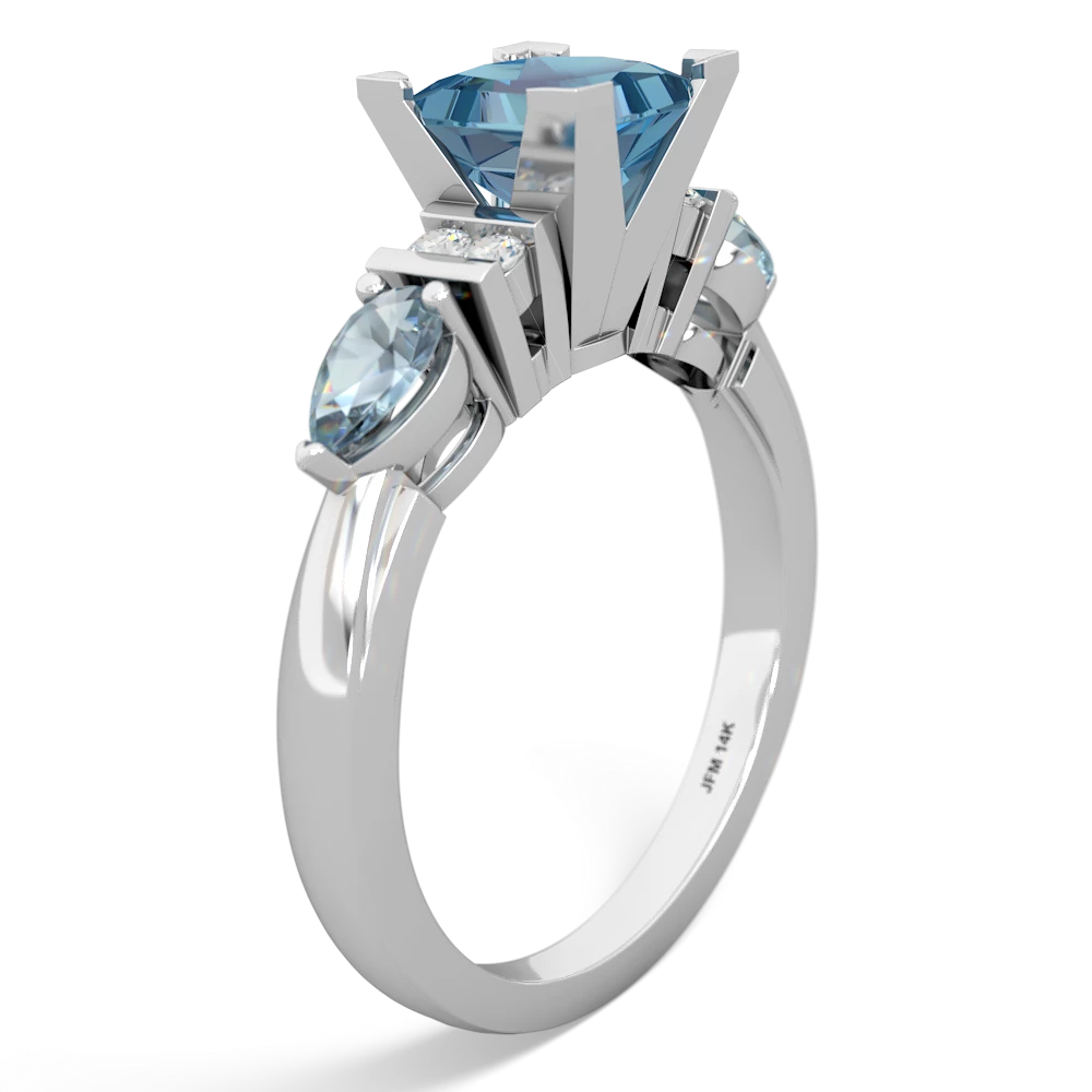 Blue Topaz 6Mm Princess Eternal Embrace Engagement 14K White Gold ring C2002