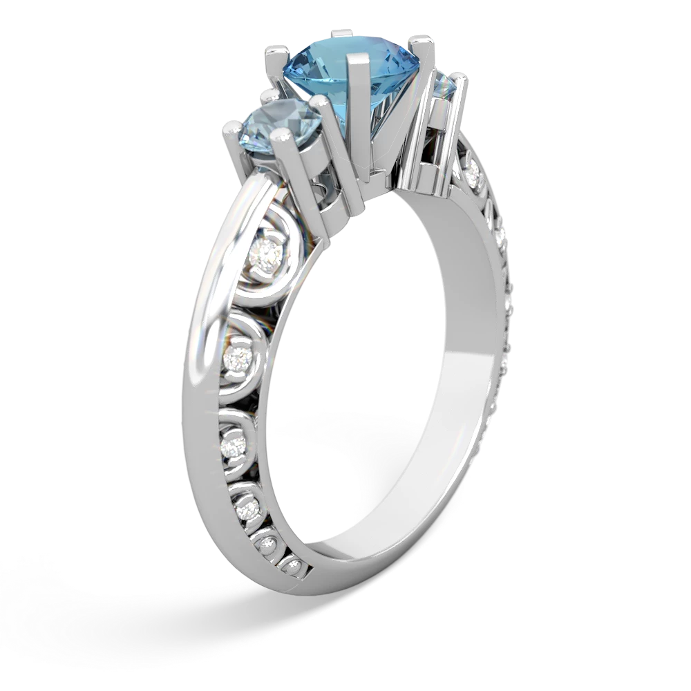 Blue Topaz Art Deco Eternal Embrace Engagement 14K White Gold ring C2003