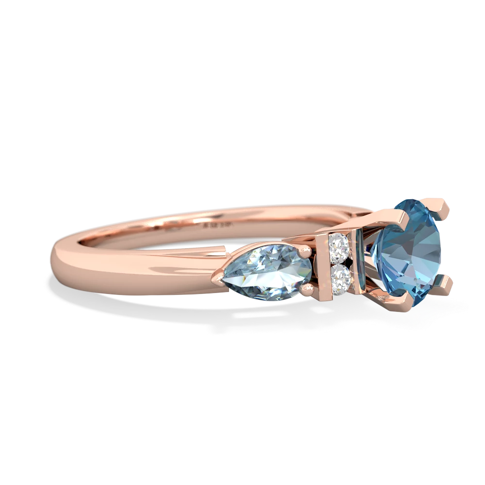 Blue Topaz 6Mm Round Eternal Embrace Engagement 14K Rose Gold ring R2005