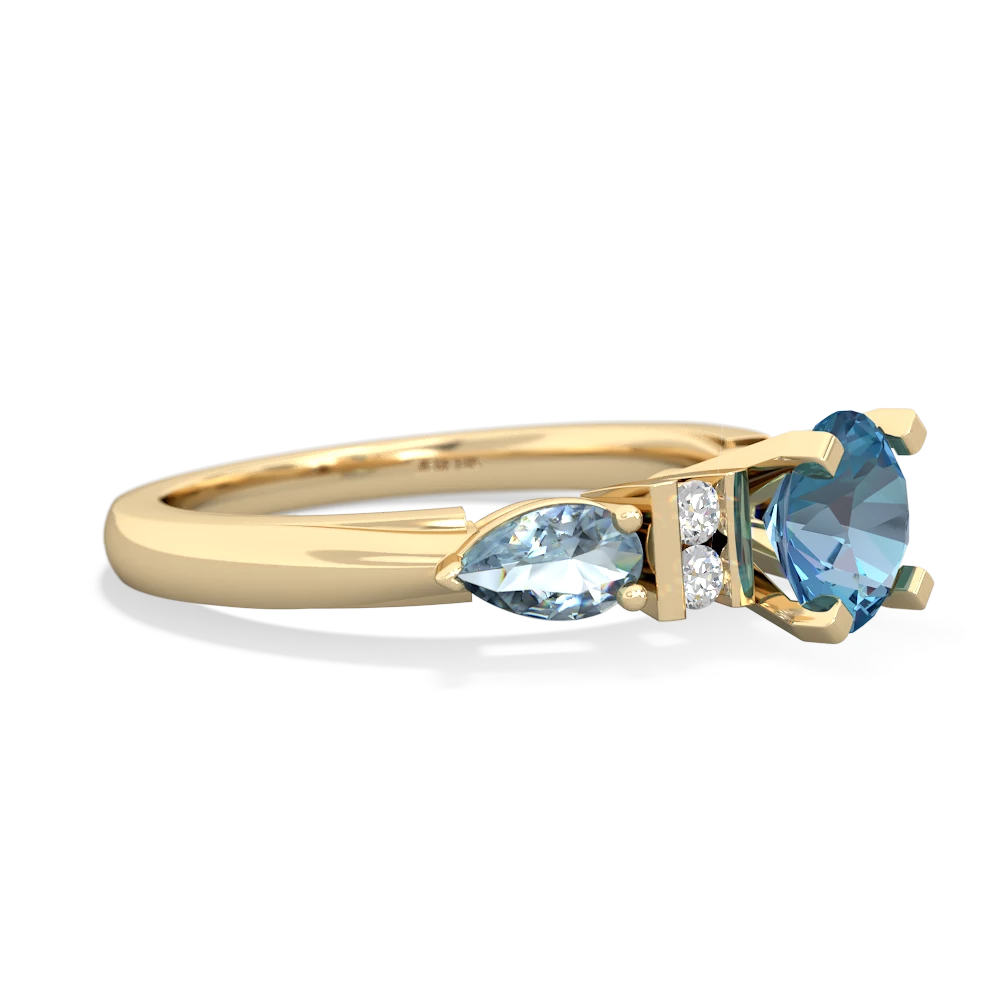 Blue Topaz 6Mm Round Eternal Embrace Engagement 14K Yellow Gold ring R2005