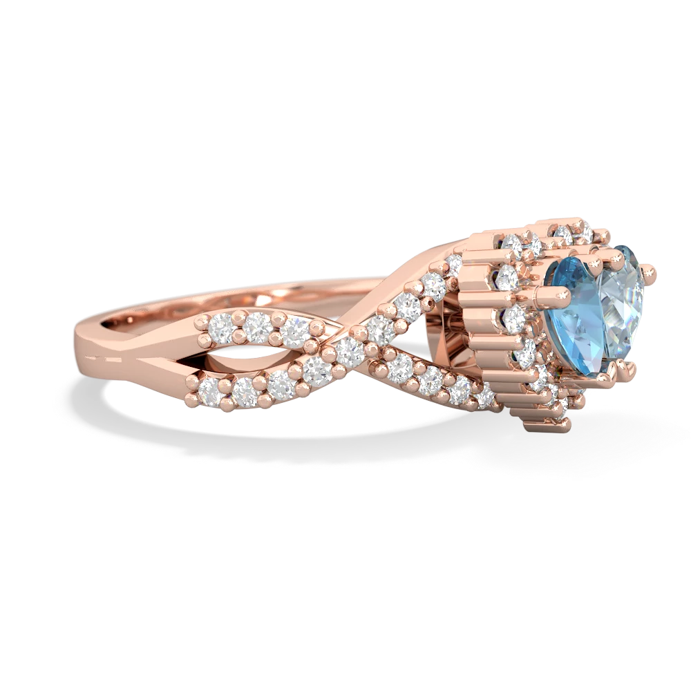 Blue Topaz Diamond Twist 'One Heart' 14K Rose Gold ring R2640HRT