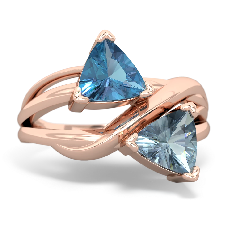 Blue Topaz Split Band Swirl 14K Rose Gold ring R2341