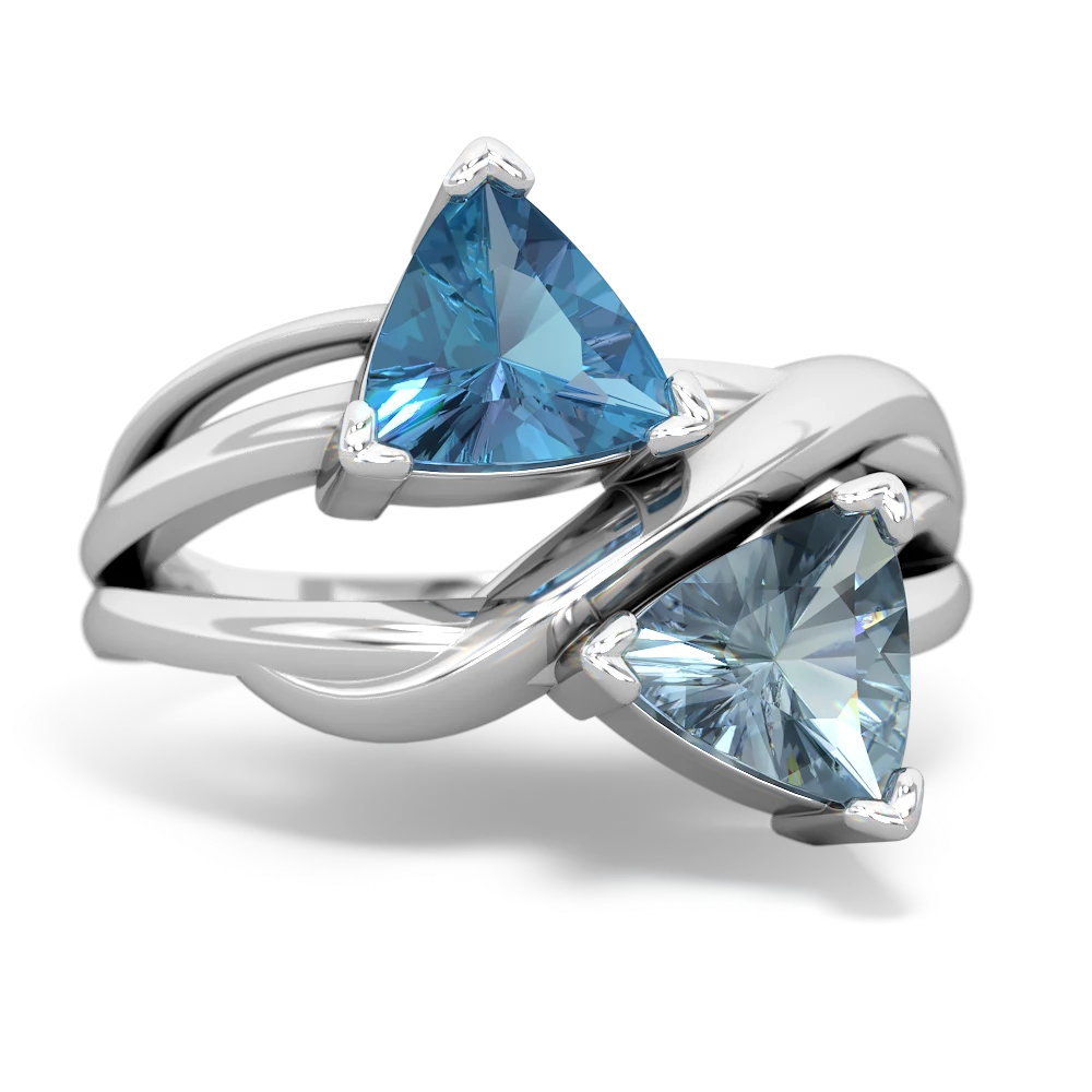 Blue Topaz Split Band Swirl 14K White Gold ring R2341