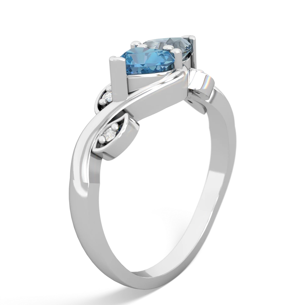 Blue Topaz Floral Elegance 14K White Gold ring R5790