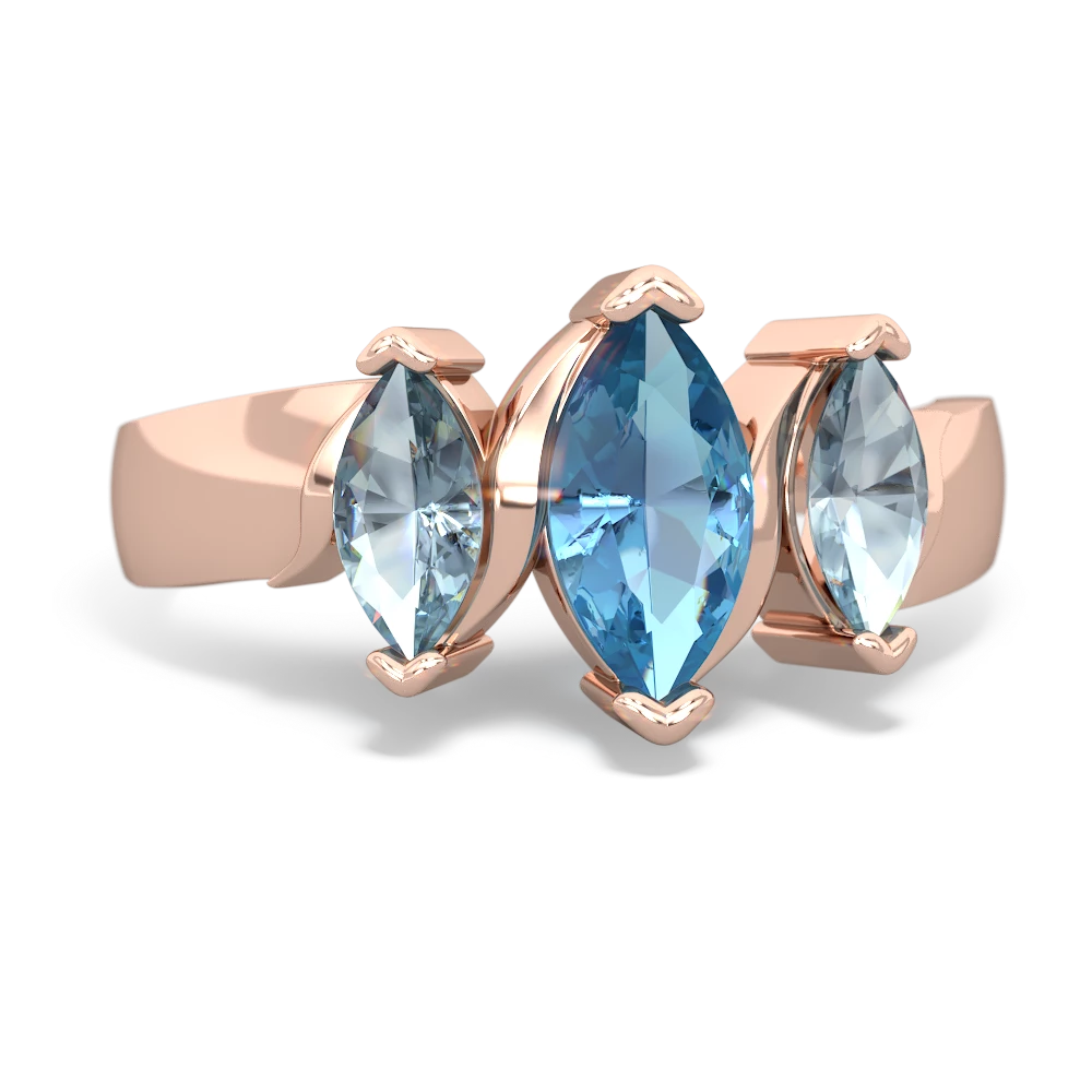 Blue Topaz Three Peeks 14K Rose Gold ring R2433