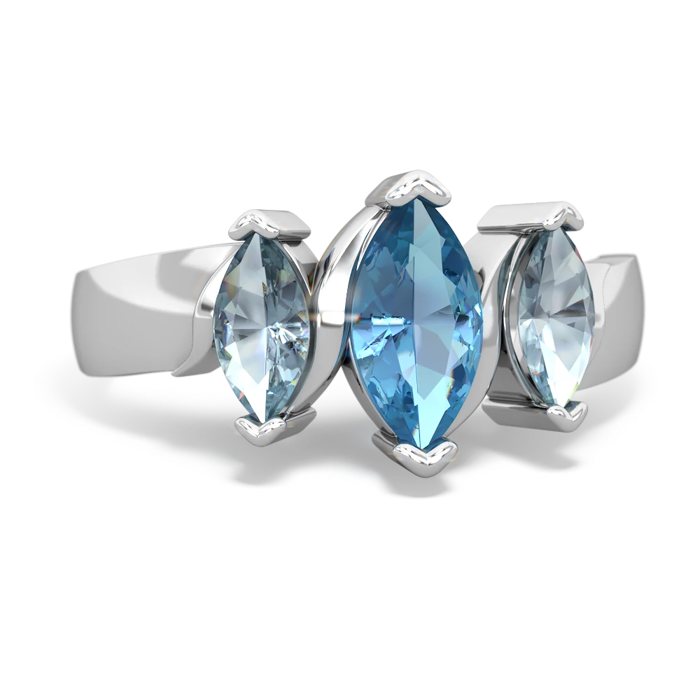 Blue Topaz Three Peeks 14K White Gold ring R2433