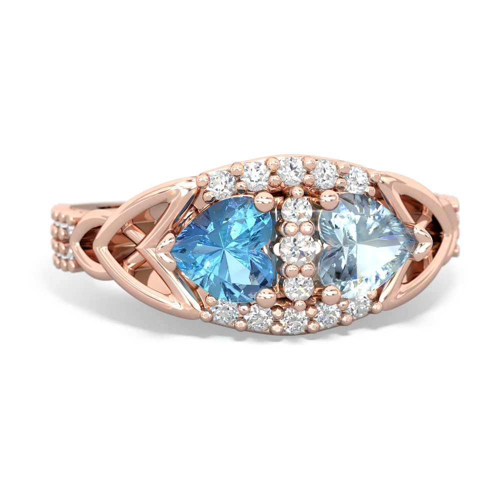 Blue Topaz Sparkling Celtic Knot 14K Rose Gold ring R2645