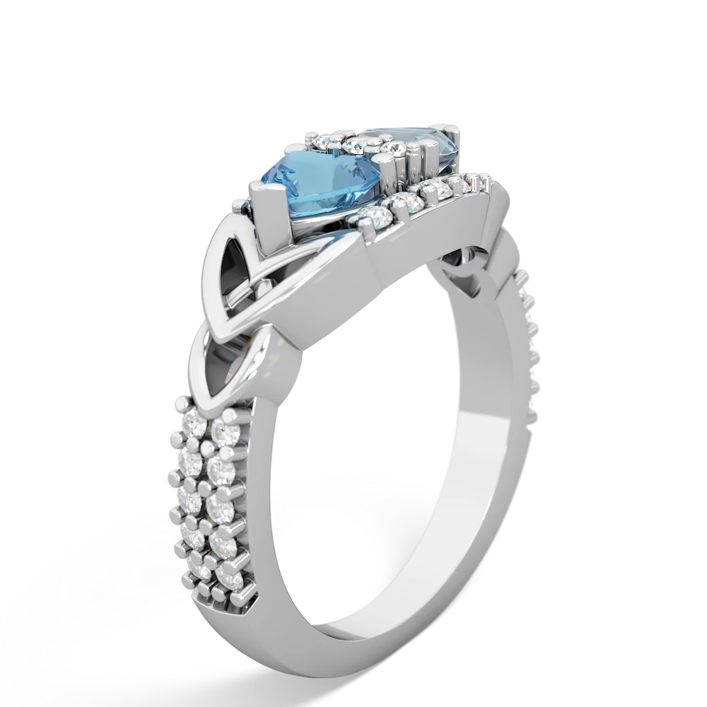 Blue Topaz Sparkling Celtic Knot 14K White Gold ring R2645