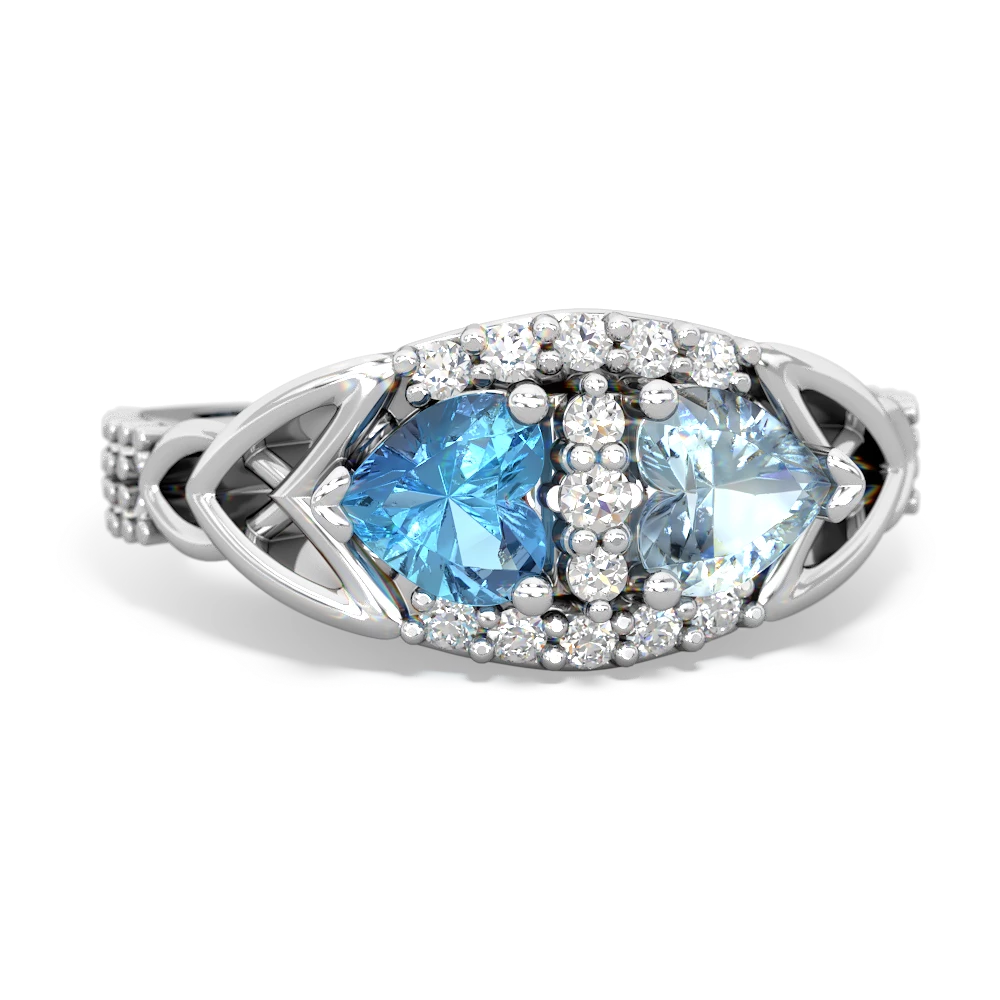 Blue Topaz Sparkling Celtic Knot 14K White Gold ring R2645