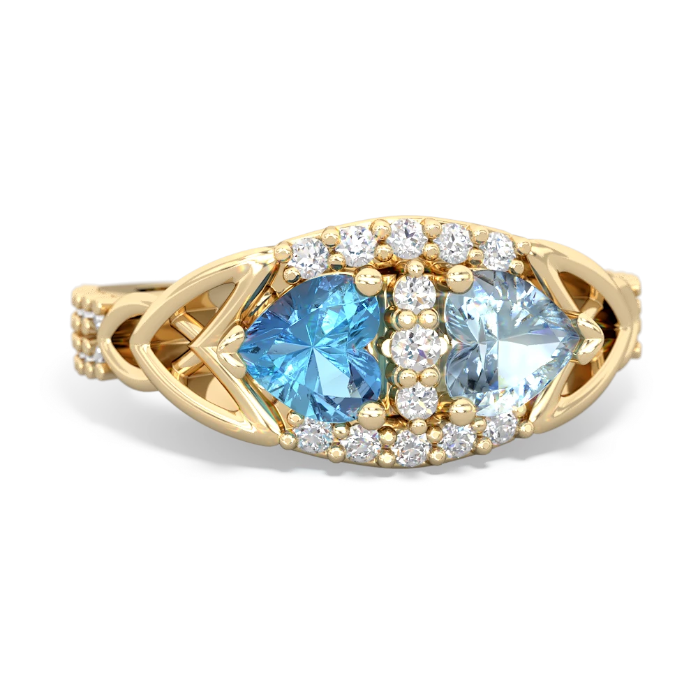 Blue Topaz Sparkling Celtic Knot 14K Yellow Gold ring R2645