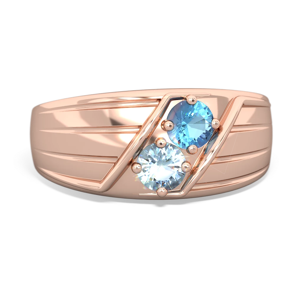 Blue Topaz Men's Streamline 14K Rose Gold ring R0460