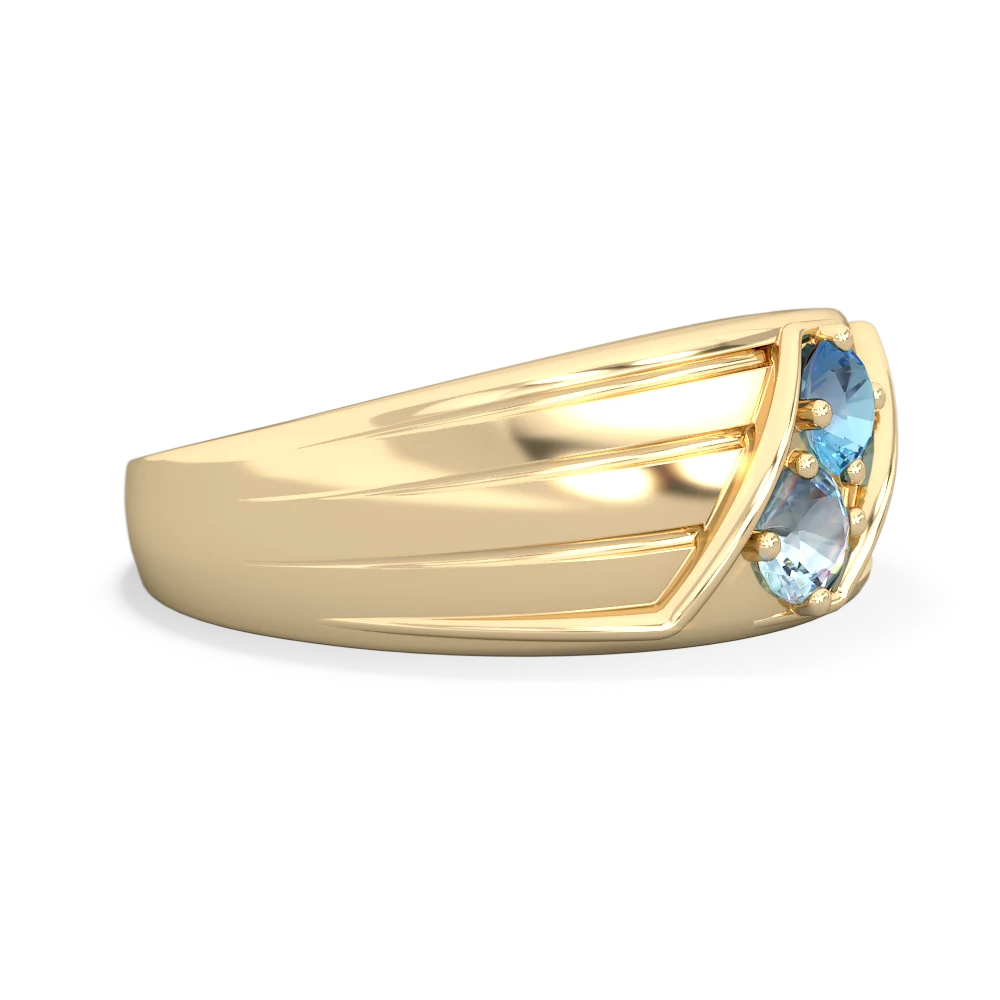 Blue Topaz Men's Streamline 14K Yellow Gold ring R0460