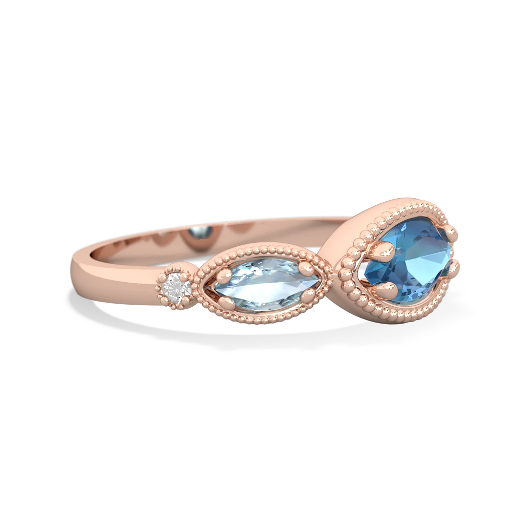 Blue Topaz Milgrain Marquise 14K Rose Gold ring R5700