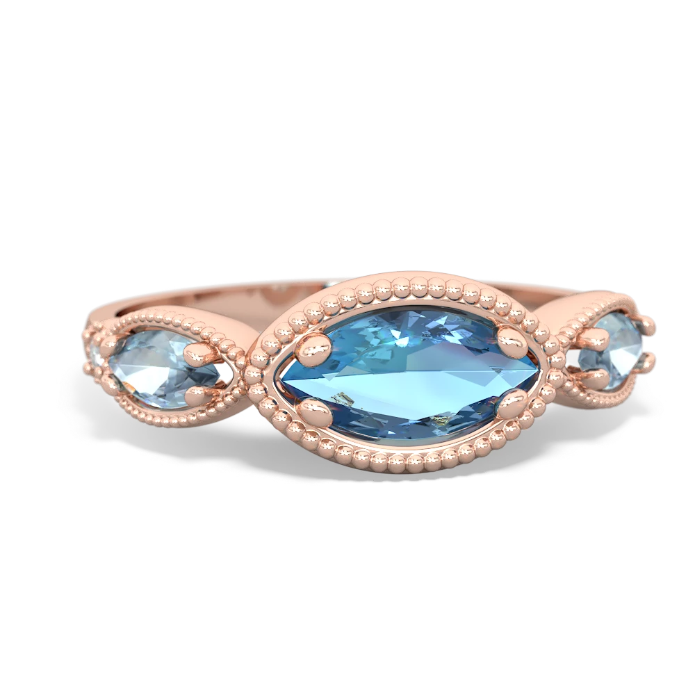 Blue Topaz Milgrain Marquise 14K Rose Gold ring R5700