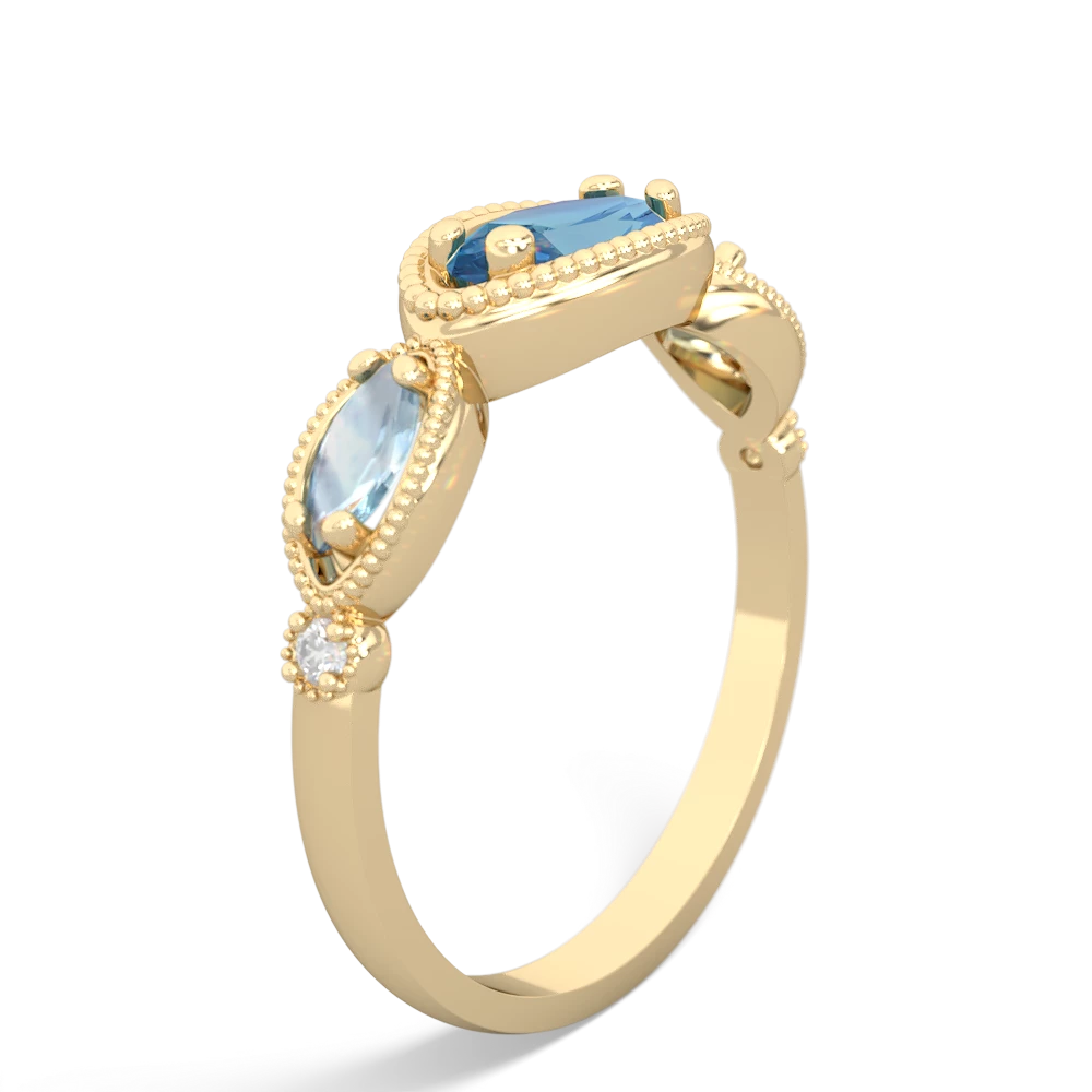 Blue Topaz Milgrain Marquise 14K Yellow Gold ring R5700