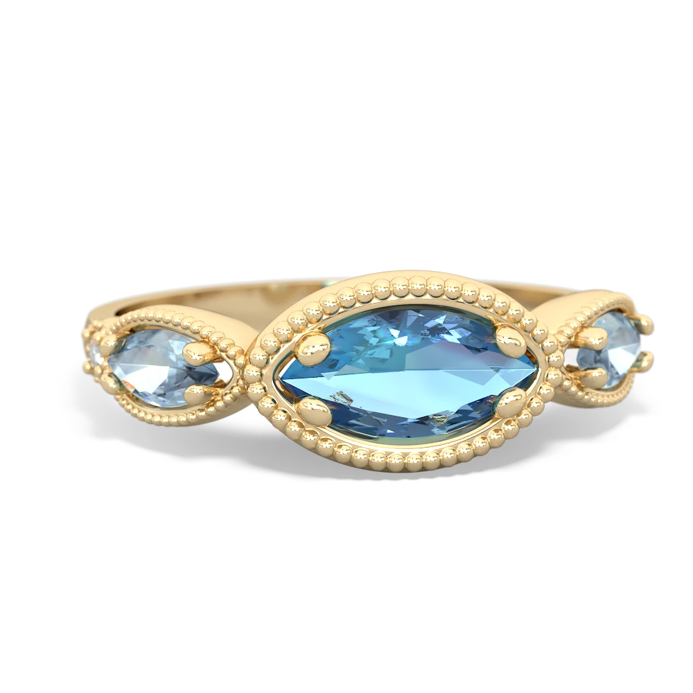 Blue Topaz Milgrain Marquise 14K Yellow Gold ring R5700