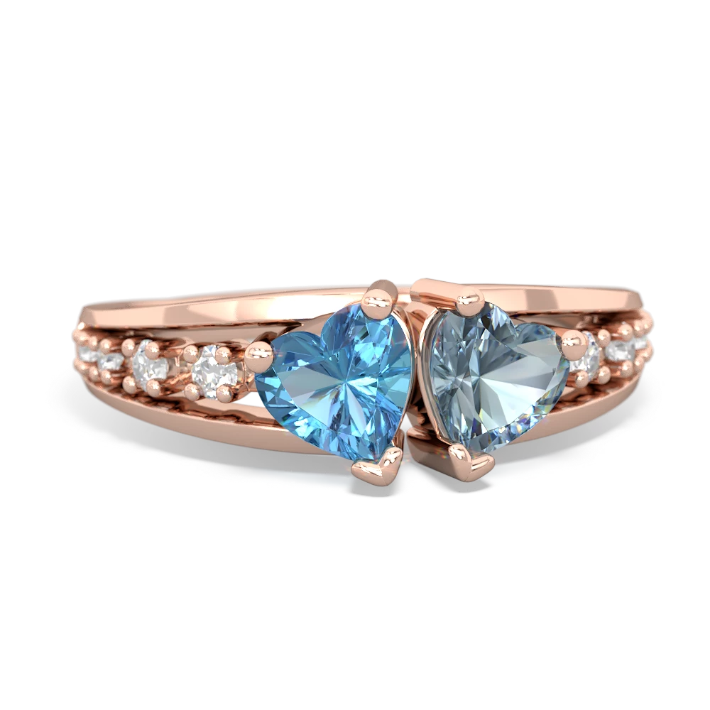 Blue Topaz Heart To Heart 14K Rose Gold ring R3342