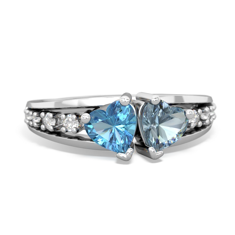 Blue Topaz Heart To Heart 14K White Gold ring R3342