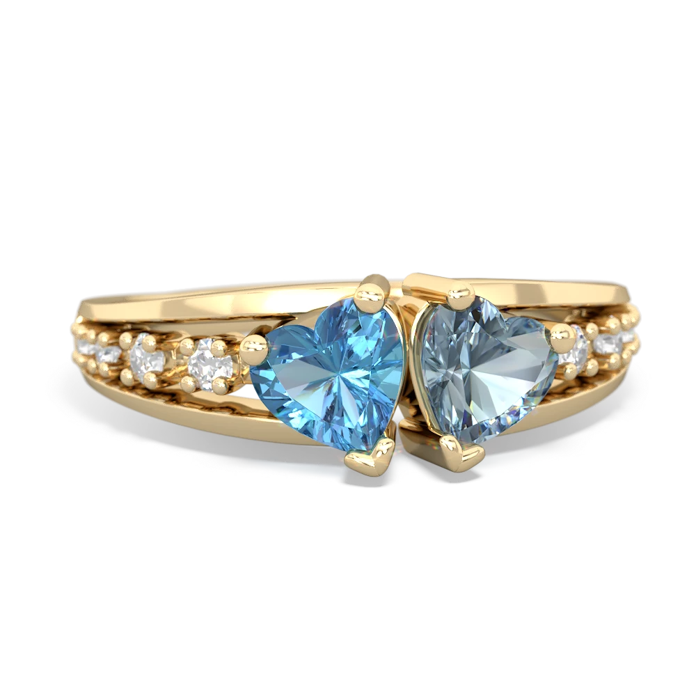 Blue Topaz Heart To Heart 14K Yellow Gold ring R3342