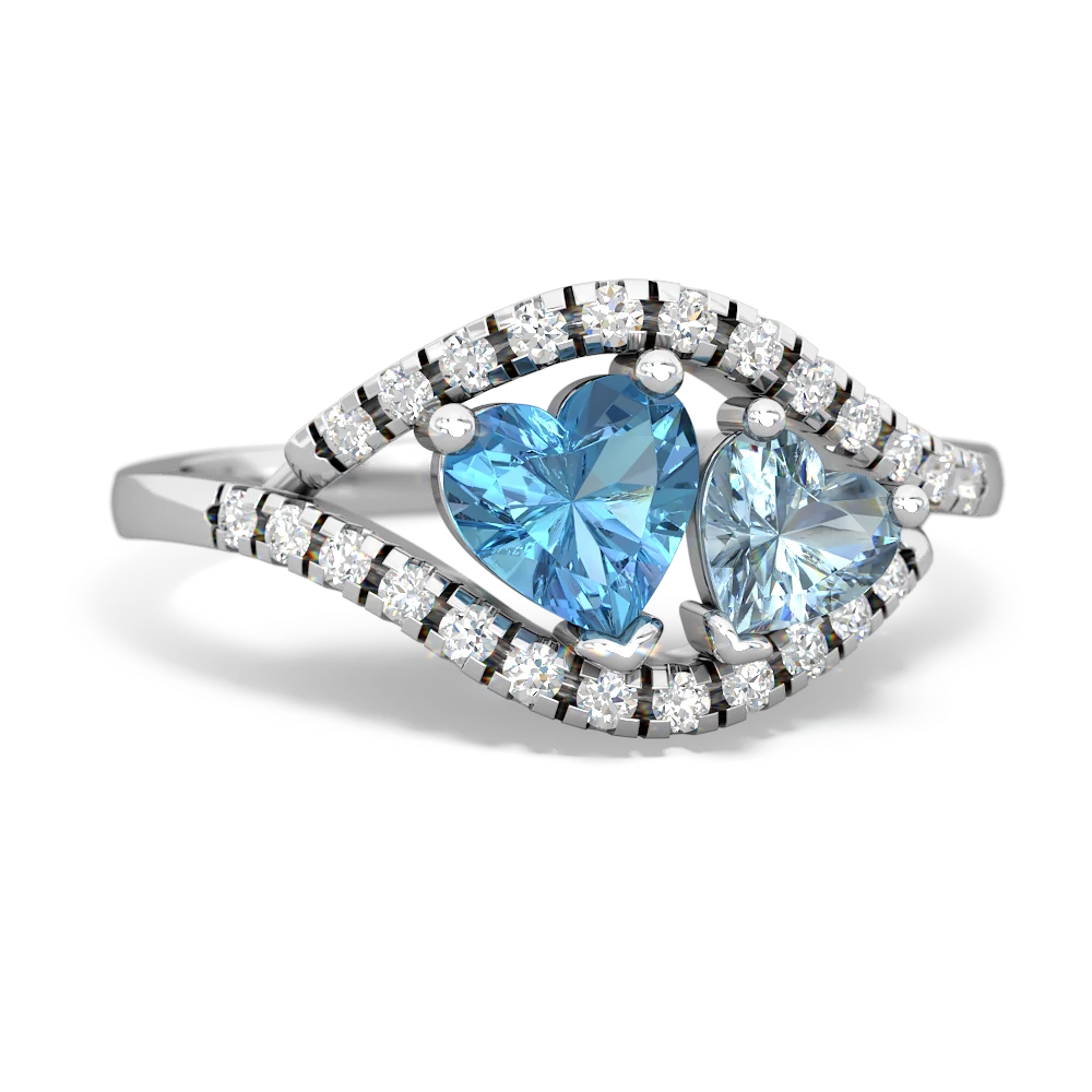 Blue Topaz Mother And Child 14K White Gold ring R3010