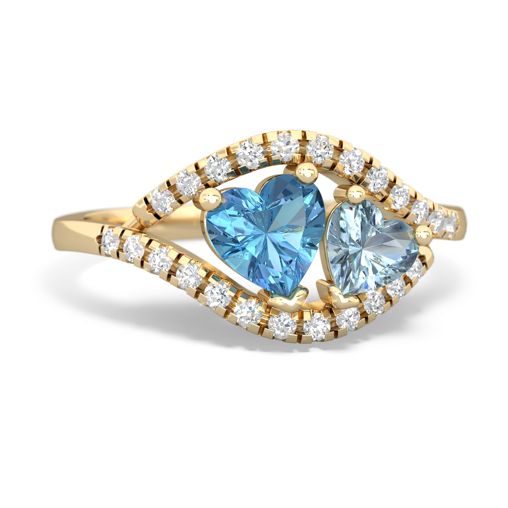 Blue Topaz Mother And Child 14K Yellow Gold ring R3010