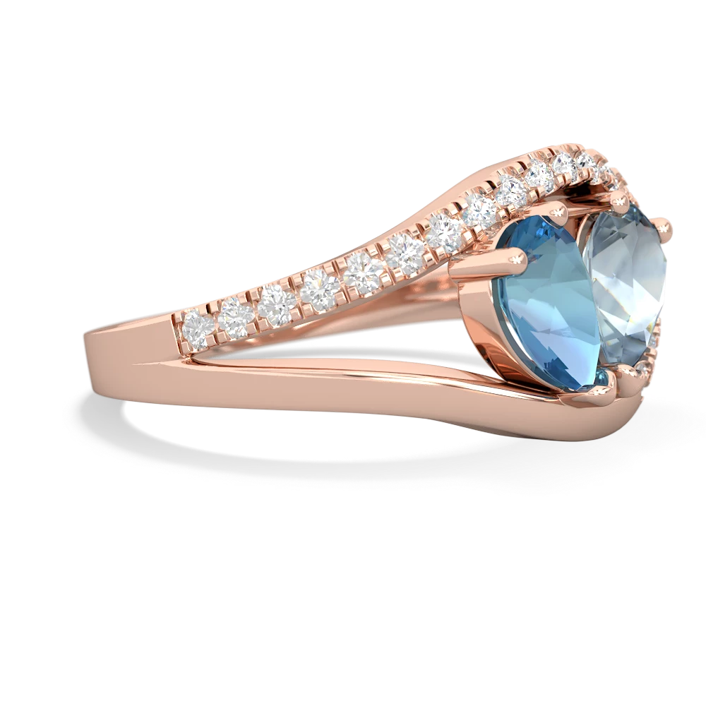 Blue Topaz Nestled Heart Keepsake 14K Rose Gold ring R5650