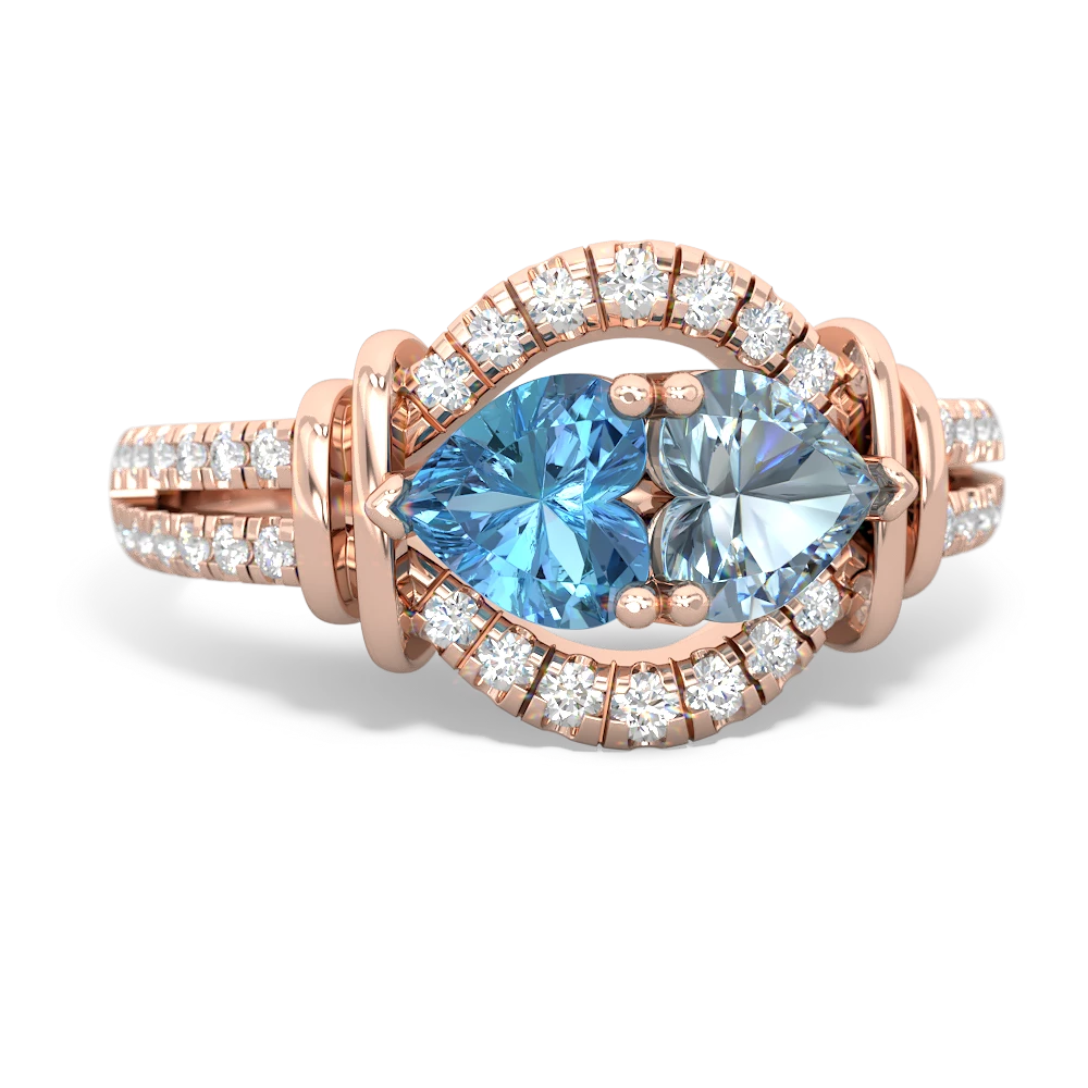 Blue Topaz Art-Deco Keepsake 14K Rose Gold ring R5630