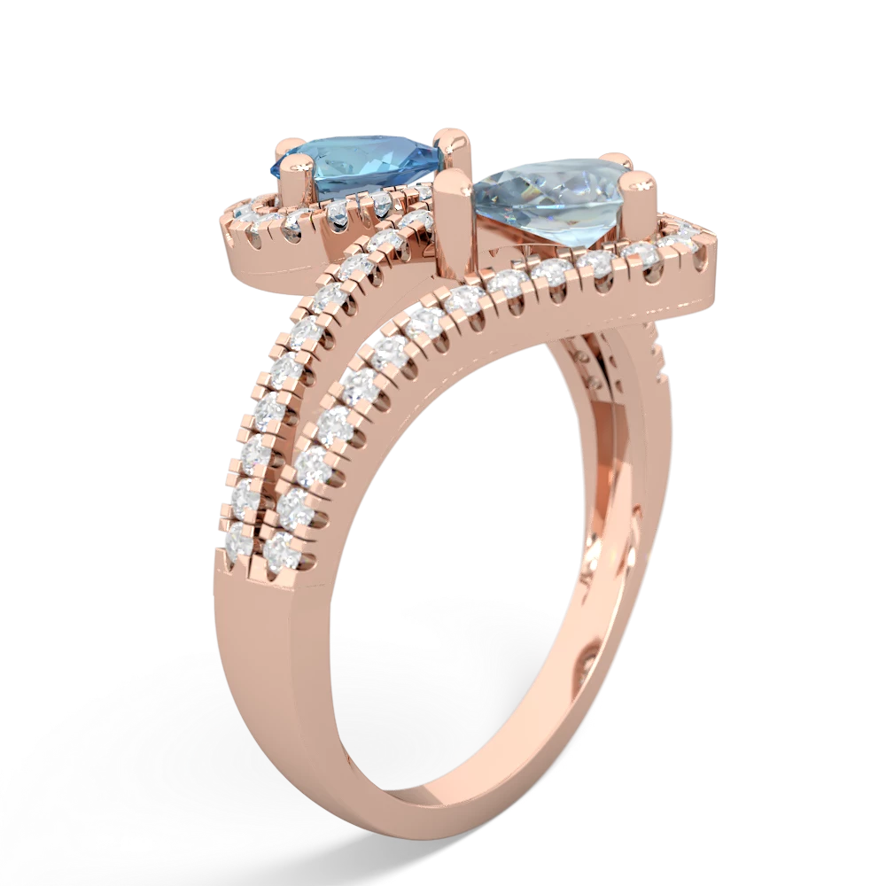 Blue Topaz Diamond Dazzler 14K Rose Gold ring R3000